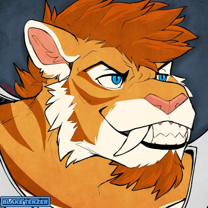 anthro male smile solo blakixtekzer_(artist) shao_kahn felid mammal pantherine tiger 1:1 absurd_res headshot_portrait hi_res icon portrait