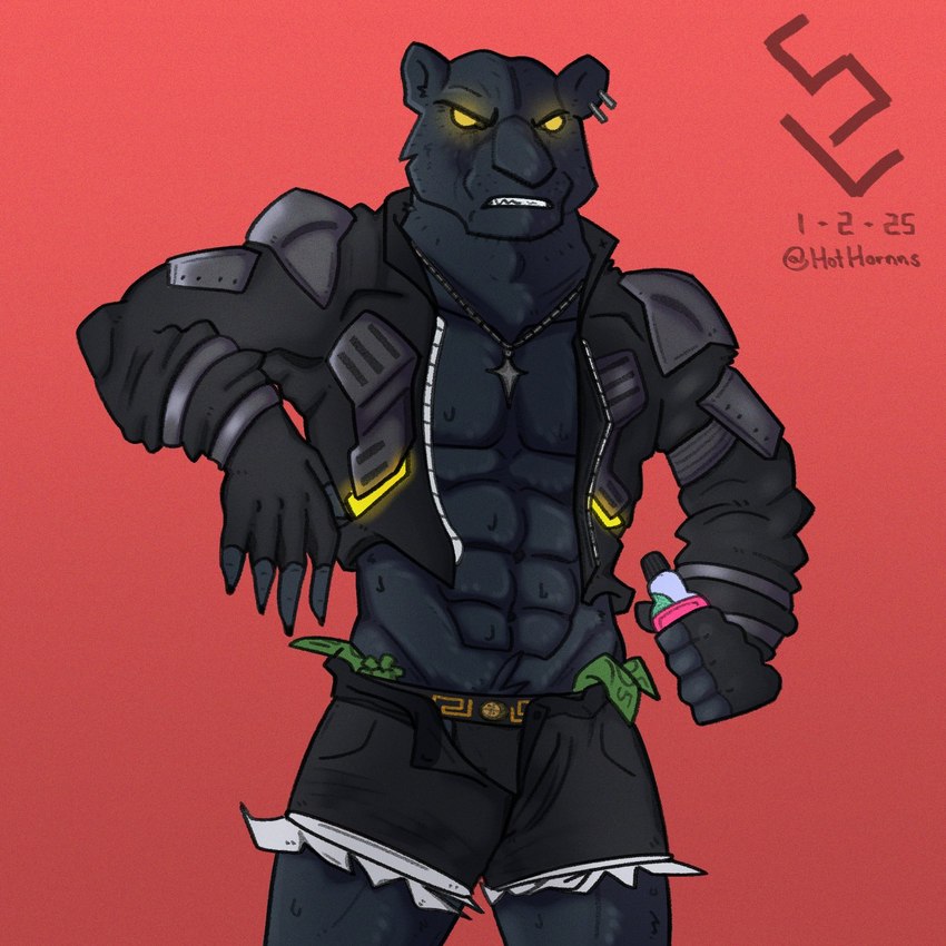 anthro black_body black_fur clothed clothing fur jockstrap male money money_in_underwear muscular muscular_anthro muscular_male open_bottomwear open_clothing solo underwear yellow_eyes sterlingrizzly epic_games fortnite versace boss_koji_(fortnite) felid humanoid mammal pantherine 1:1 hi_res