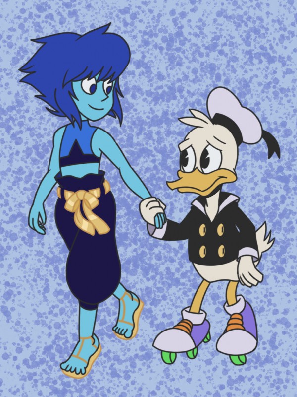 anthro beak blue_hair duo feathers female hair hand_holding humanoid_on_anthro larger_female larger_humanoid male male/female romantic romantic_couple size_difference smaller_anthro smaller_male what white_body white_feathers itoruna cartoon_network disney ducktales ducktales_(2017) steven_universe donald_duck lapis_lazuli_(steven_universe) alien alien_humanoid anatid anseriform avian bird duck gem_(species) humanoid lapis_lazuli_(gem_species) 2019 3:4 crossover digital_media_(artwork) hi_res