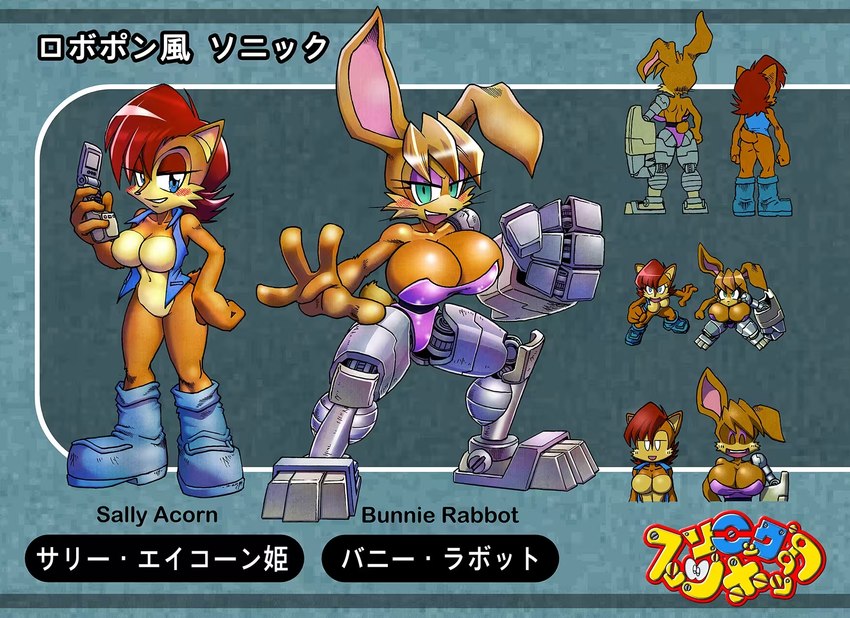 bunnie rabbot and sally acorn (sonic the hedgehog (archie) and etc) created by hunman