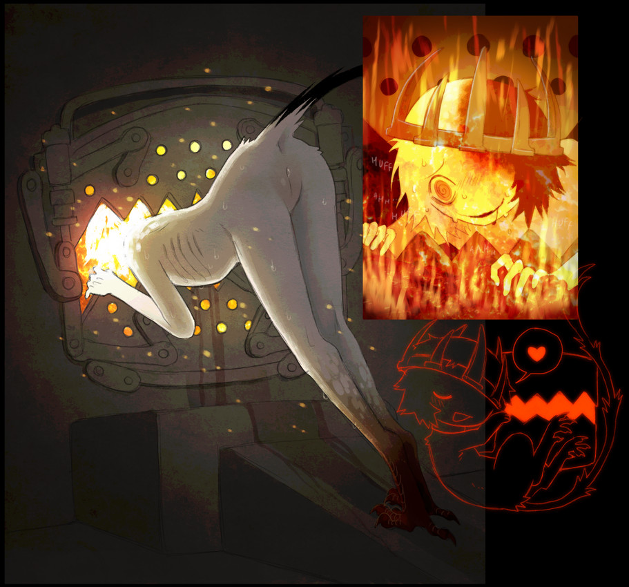 andromorph andromorph_humanoid anus black_tail bodily_fluids breath burning burning_alive chibi_inset crown crown_only cutaway drooling embers eyes_closed feet fire fur furnace genital_fluids headgear headgear_only heart_symbol humanoid_hands incinerator intersex intersex_humanoid leaning leaning_forward machine masochism mechanophilia nude_andromorph nude_humanoid open_mouth open_smile red_feet red_scutes ribs saliva scuted_legs scutes skinny_andromorph smile solo speech_bubble sweat tail text vaginal_fluids white_body white_fur jejejunum mythology ember_(jejejunum) hellmouth_(jejejunum) animal_humanoid avian avian_humanoid humanoid mythological_avian mythological_bird mythological_creature mythological_firebird phoenix_humanoid 2025 english_text hi_res