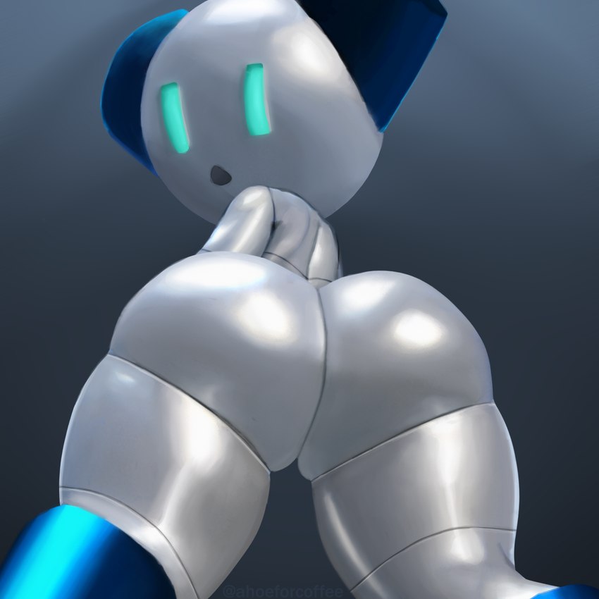 big_butt blue_body butt butt_focus empty_eyes eyes_closed glistening glistening_body grey_body looking_at_viewer looking_back low-angle_view machine male metallic_body not_furry nude open_mouth simple_background solo worm's-eye_view ahoeforcoffee robotboy robotboy_(character) humanoid robot robot_humanoid 1:1 2022 hi_res