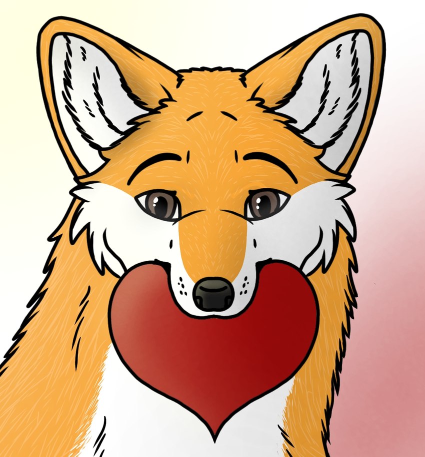 feral fur heart_symbol holidays looking_at_viewer love male simple_background smile solo sharicgshep valentine's_day canid canine fox mammal hi_res