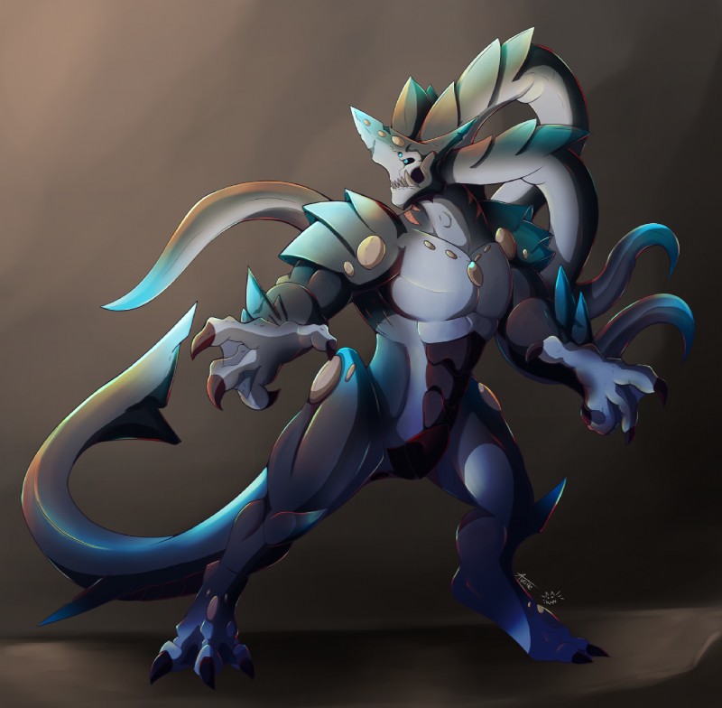 anthro barazoku male muscular muscular_anthro muscular_male solo tentacles undeadkitty13 fish marine shark undine hi_res