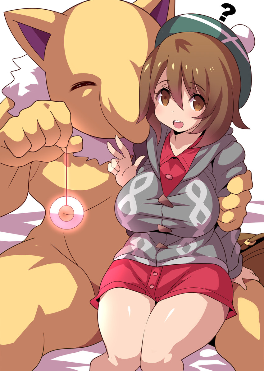 big_breasts blush breasts button_dress clothing dress duo female hat headgear headwear male question_mark red_clothing red_dress konno_tohiro nintendo pokemon gloria_(pokemon) generation_1_pokemon human humanoid hypno_(pokemon) mammal pokemon_(species) 2019 hi_res