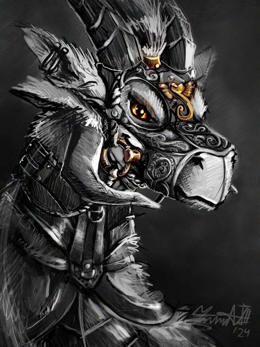 bridle gag gagged harness leather leather_harness muzzle_(object) drangir mythology dragon mythological_creature mythological_scalie scalie absurd_res hi_res portrait