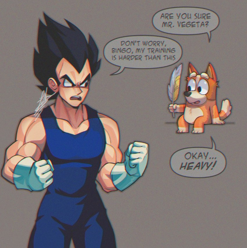 bingo heeler and vegeta (bluey (series) and etc) created by fabarts