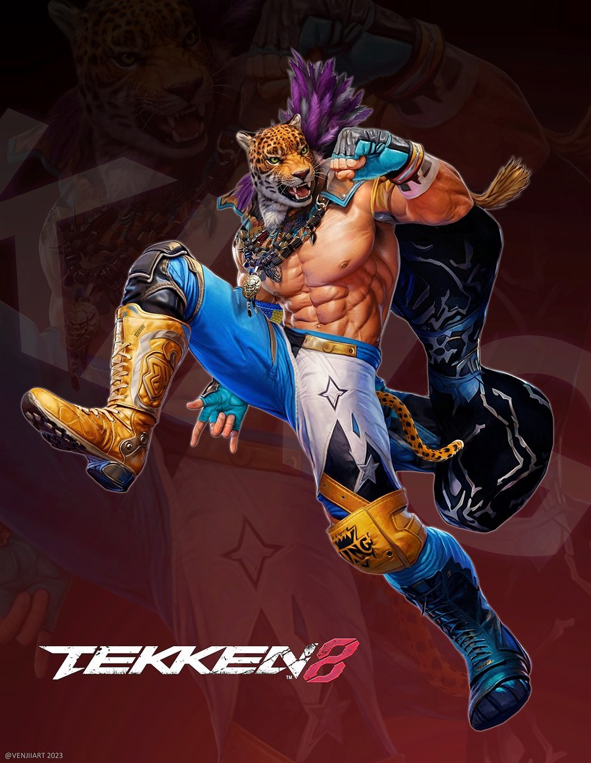 abs animal_mask big_muscles cape clothing luchador male mask muscular muscular_male nipples pecs solo wrestler venjiiart bandai_namco tekken tekken_8 king_(tekken) felid human jaguar mammal pantherine hi_res