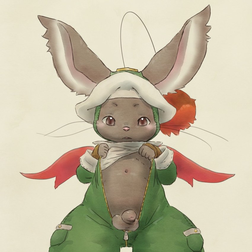 anthro balls blush brown_body brown_fur clothing flaccid foreskin fur genitals hat headgear headwear jumpsuit male navel penis solo young young_anthro apluss final_fantasy final_fantasy_xii square_enix nono_(final_fantasy) ivalician_moogle mammal moogle 1:1 2019 hi_res