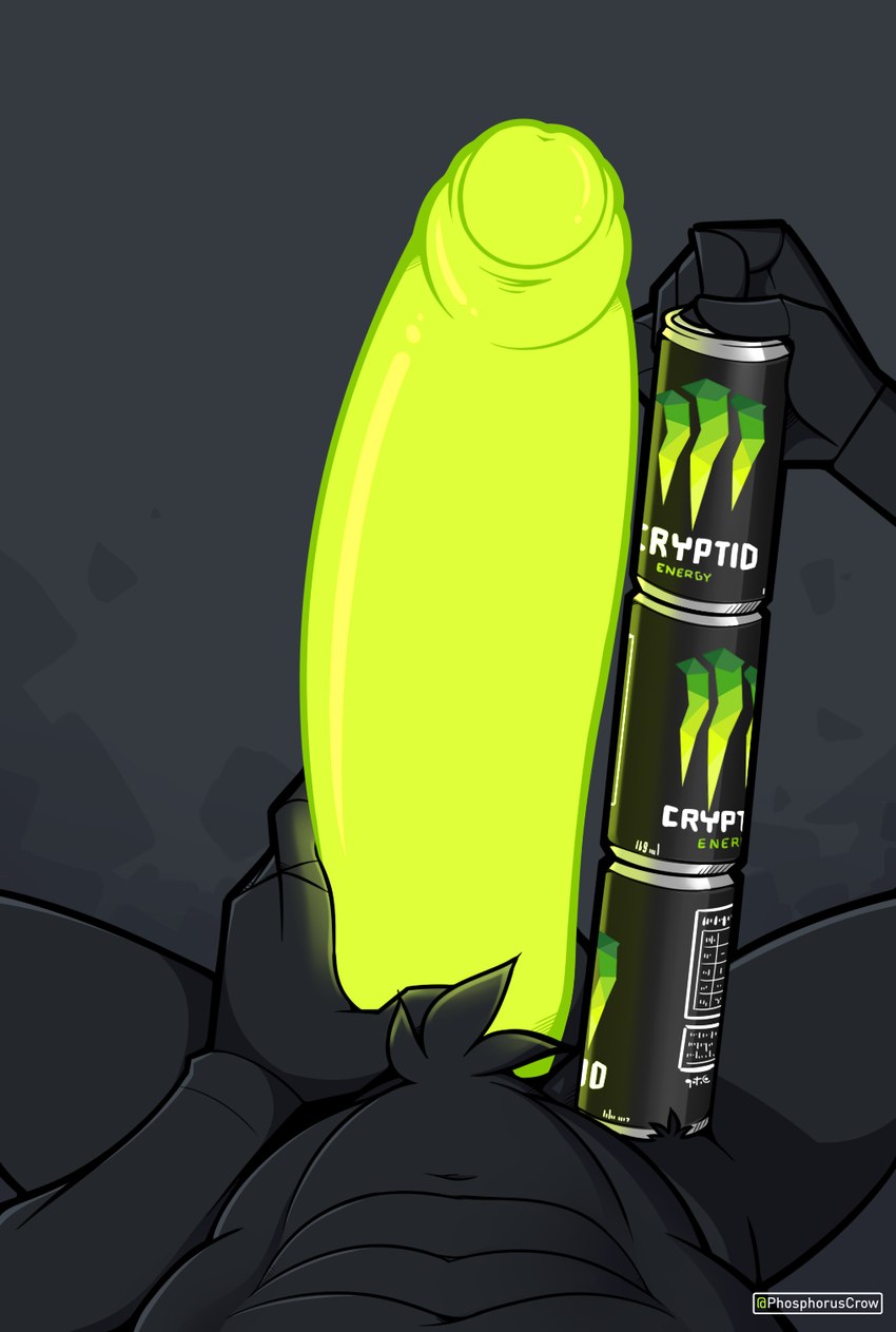 abs anthro big_penis first_person_view foreskin genitals glans glowing glowing_genitalia glowing_penis green_glans green_penis huge_penis humanoid_genitalia humanoid_penis male measuring measuring_penis monster_can_comparison monster_energy_can nude nude_anthro nude_male penis photo solo text phosphoruscrow monster_energy ryze_(phosphoruscrow) avian bird corvid corvus_(genus) crow oscine passerine hi_res