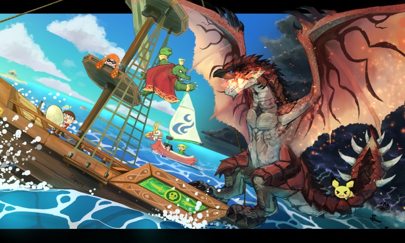 ambiguous_gender being_watched bloodshot_eyes boat clothing cloud female feral group humanoid_pointy_ears looking_at_another male membrane_(anatomy) membranous_wings pointy_ears pseudo_hair size_difference tail tentacle_hair tentacles vehicle water watercraft wings ippers animal_crossing capcom donkey_kong_(series) duck_hunt game_and_watch monster_hunter mythology nintendo pokemon splatoon super_smash_bros. the_legend_of_zelda wind_waker duck_hunt_dog duck_hunt_duck king_k._rool king_of_red_lions mr._game_and_watch toon_link villager_(animal_crossing) animal_humanoid avian canid canine canis cephalopod cephalopod_humanoid domestic_dog dragon flying_wyvern generation_2_pokemon human humanoid hylian inkling kremling mammal marine marine_humanoid mollusk mollusk_humanoid mythological_creature mythological_scalie pichu pokemon_(species) rath_wyvern rathalos scalie 2019 crossover hi_res