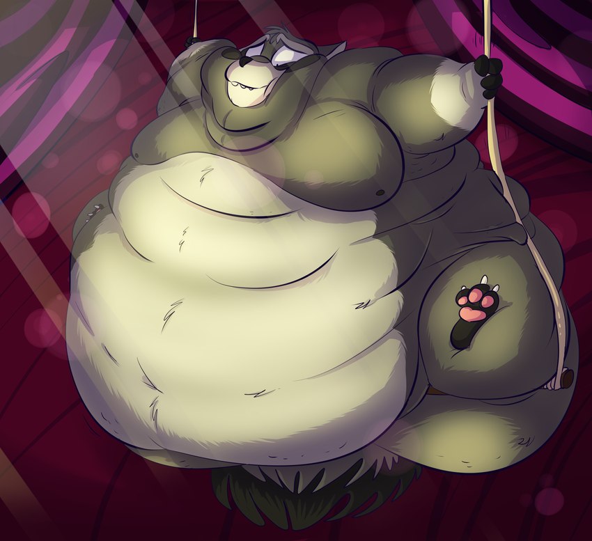 ambiguous_gender anthro belly big_belly big_butt bite biting_lip biting_own_lip butt chubby_cheeks chubby_face circus_tent claws double_chin fat_rolls fur grey_body grey_fur love_handles morbidly_obese morbidly_obese_ambiguous morbidly_obese_anthro nervous nervous_smile nipples nude obese obese_ambiguous obese_anthro overweight overweight_ambiguous overweight_anthro self_bite sitting smile solo teeth toe_claws trapeze wide_hips kibadoglover45 mammal procyonid raccoon hi_res