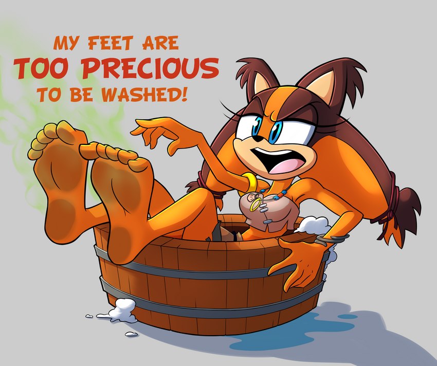 anthro barefoot feet female foot_fetish foot_focus humanoid_feet plantigrade smelly smelly_feet soles solo toes wigmania sega sonic_boom sonic_the_hedgehog_(series) sticks_the_jungle_badger badger mammal mustelid musteline absurd_res hi_res