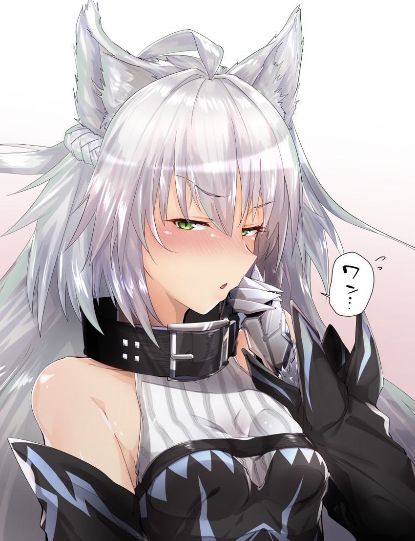 blush female green_eyes looking_at_viewer solo text unoryoku fate_(series) type-moon atalanta_(fate) berserker_atalanta_alter animal_humanoid canid cat_humanoid felid felid_humanoid feline feline_humanoid humanoid mammal mammal_humanoid 2018 hi_res japanese_text translated