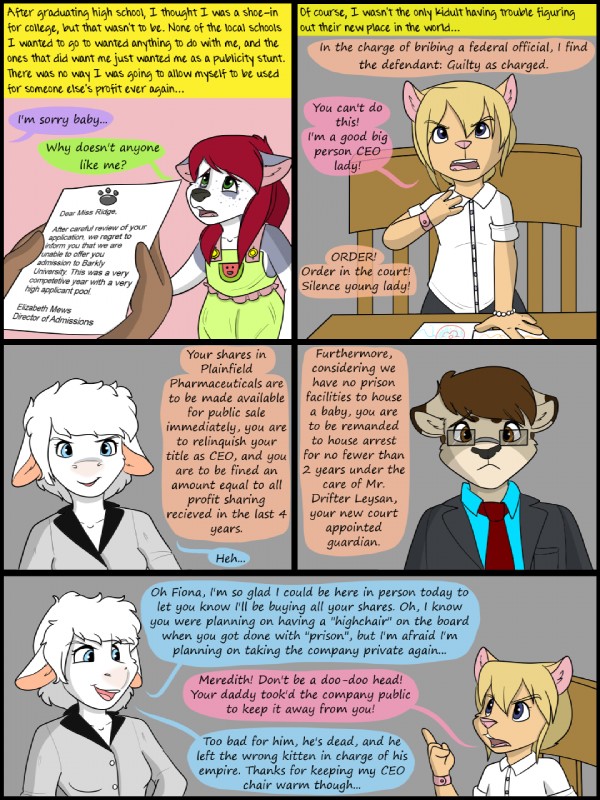 anthro blonde_hair clothed clothing dialogue doctor duo female fur green_eyes hair red_hair simple_background smile speech_bubble text kammypup_(artist) runt_(artist) kammypup bovid canid canine canis caprine domestic_dog mammal sheep 3:4 artist_collaboration comic digital_media_(artwork) english_text hi_res