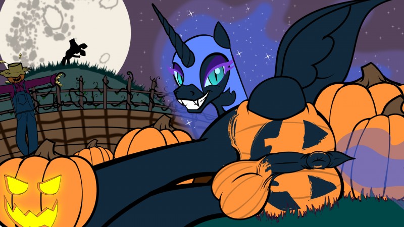 anus armor balls butt crossgender cutie_mark duo eyelashes feral full_moon genitals hair headgear helmet herm holidays horn intersex jack-o'-lantern looking_at_viewer looking_back moon night outside pumpkin_balls pumpkin_butt pussy scarecrow sky wings trash_anon friendship_is_magic halloween hasbro my_little_pony mythology nightmare_moon_(mlp) equid equine mammal mythological_creature mythological_equine winged_unicorn 16:9 2019 hi_res widescreen