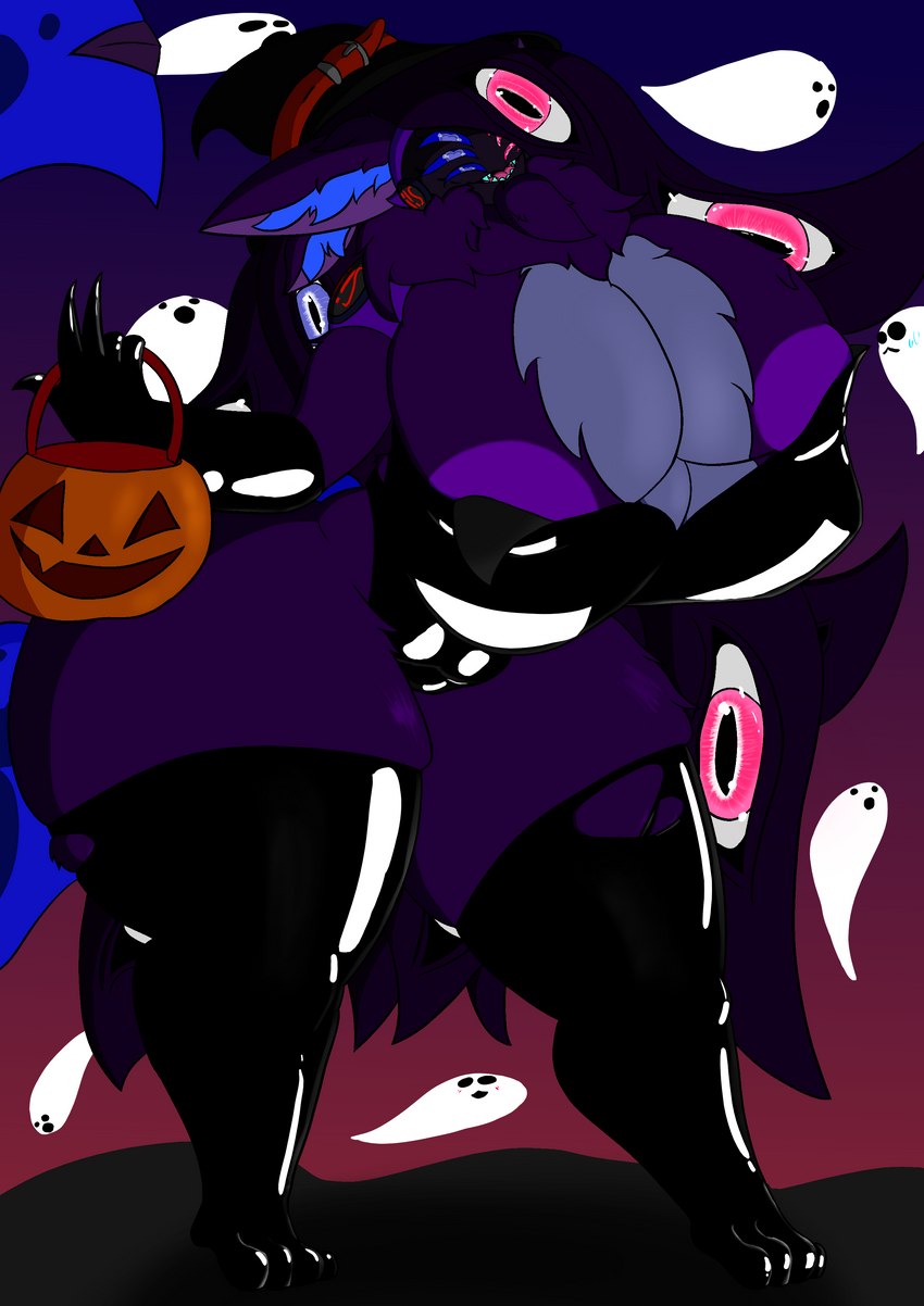 anthro big_breasts breasts female holidays huge_breasts machine multi_breast multi_ear multi_eye royalty solo thick_thighs protogenqueen halloween mamagen absurd_res hi_res