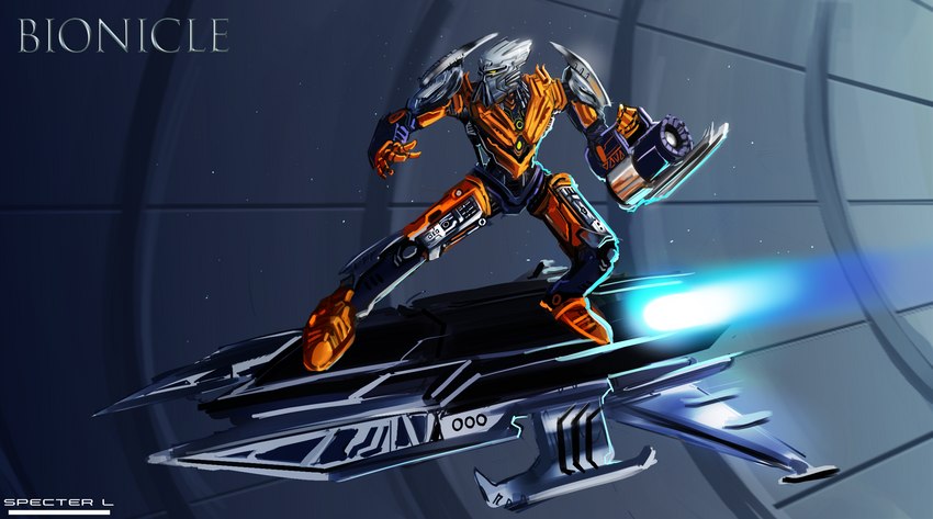 aircraft airplane ambiguous_gender armor biped fingers gatling_gun grey_body gun handgun holding_object holding_weapon hoverboard jet machine machine_gun mask mouthless multicolored_body not_furry orange_body ranged_weapon silver_body simple_background solo standing text tunnel two_tone_body vehicle weapon wings yellow_eyes specter_l bionicle lego ignika humanoid robot toa 2021 absurd_res digital_drawing_(artwork) digital_media_(artwork) english_text hi_res