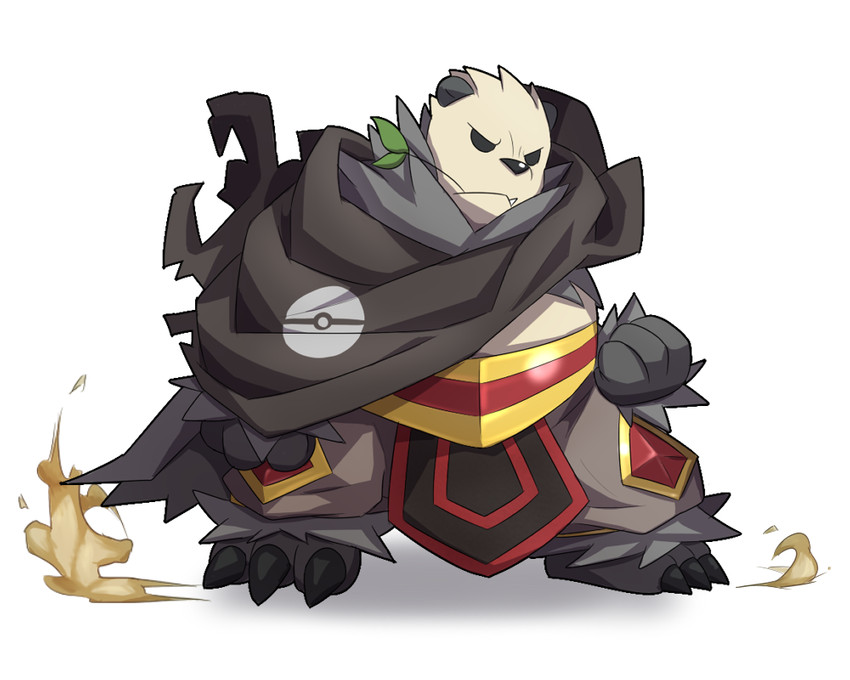 anthro black_body black_fur black_nose clothing fur kemono leaf male overweight overweight_anthro overweight_male robe simple_background solo white_background white_body white_fur emufu nintendo pokemon generation_6_pokemon pangoro pokemon_(species) 2014 5:4