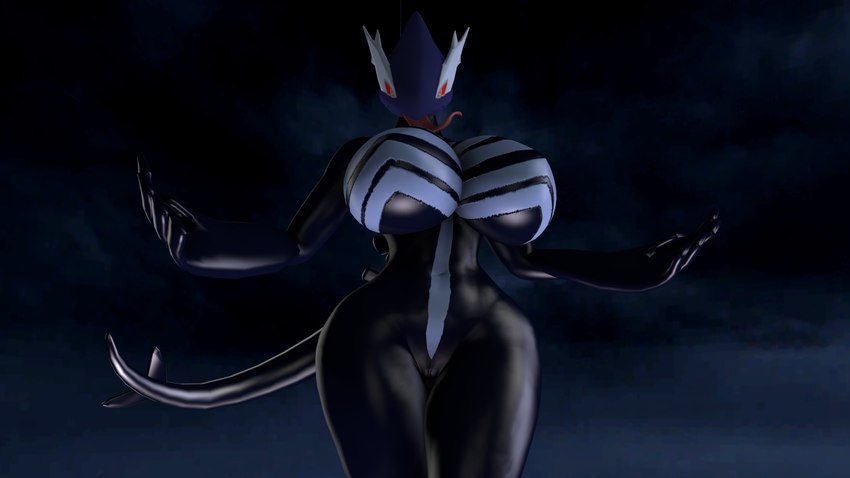 anthro big_breasts blue_body blue_skin breasts featureless_breasts female genitals long_tail looking_at_viewer pose pussy red_sclera solo tail tongue tongue_out white_eyes pokesymbiote nintendo pokemon generation_3_pokemon legendary_pokemon pokemon_(species) shadow_lugia shadow_pokemon symbiote 16:9 2023 3d_(artwork) digital_media_(artwork) hi_res source_filmmaker_(artwork) widescreen