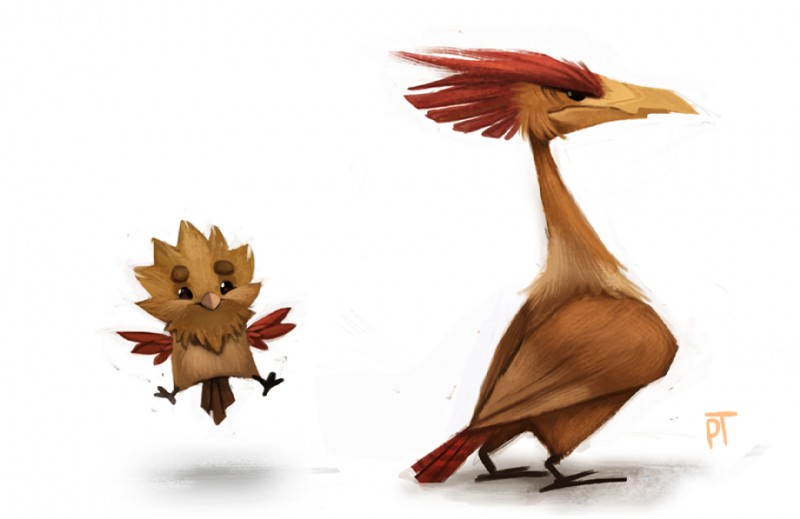 ambiguous_gender angry black_eyes duo feathered_crest feathers feral happy head_crest simple_background white_background piper_thibodeau nintendo pokemon avian bird fearow generation_1_pokemon pokemon_(species) spearow digital_media_(artwork) digital_painting_(artwork)