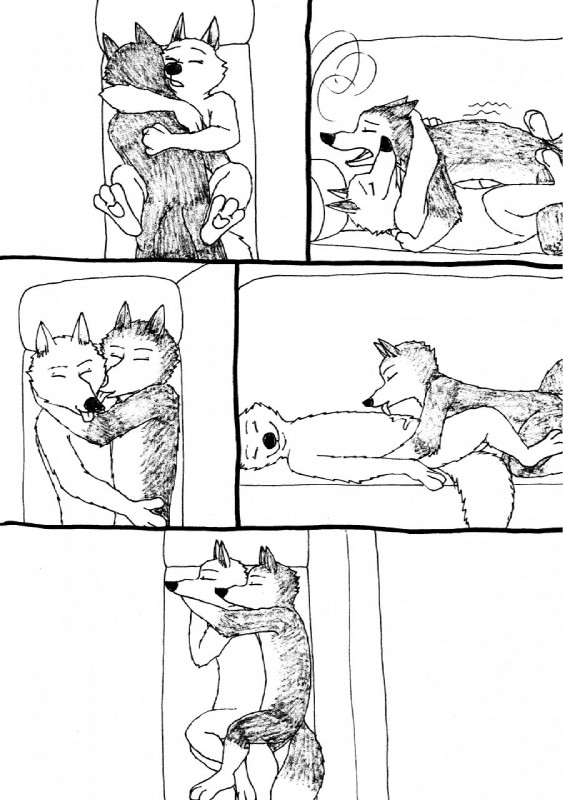 anthro bodily_fluids cuddling cum duo eyes_closed fur genital_fluids licking male male/male nude open_mouth sex simple_background smile speech_bubble text tongue tongue_out white_background bernielover disney zootopia officer_wolfard canid canine canis mammal wolf comic english_text hi_res monochrome