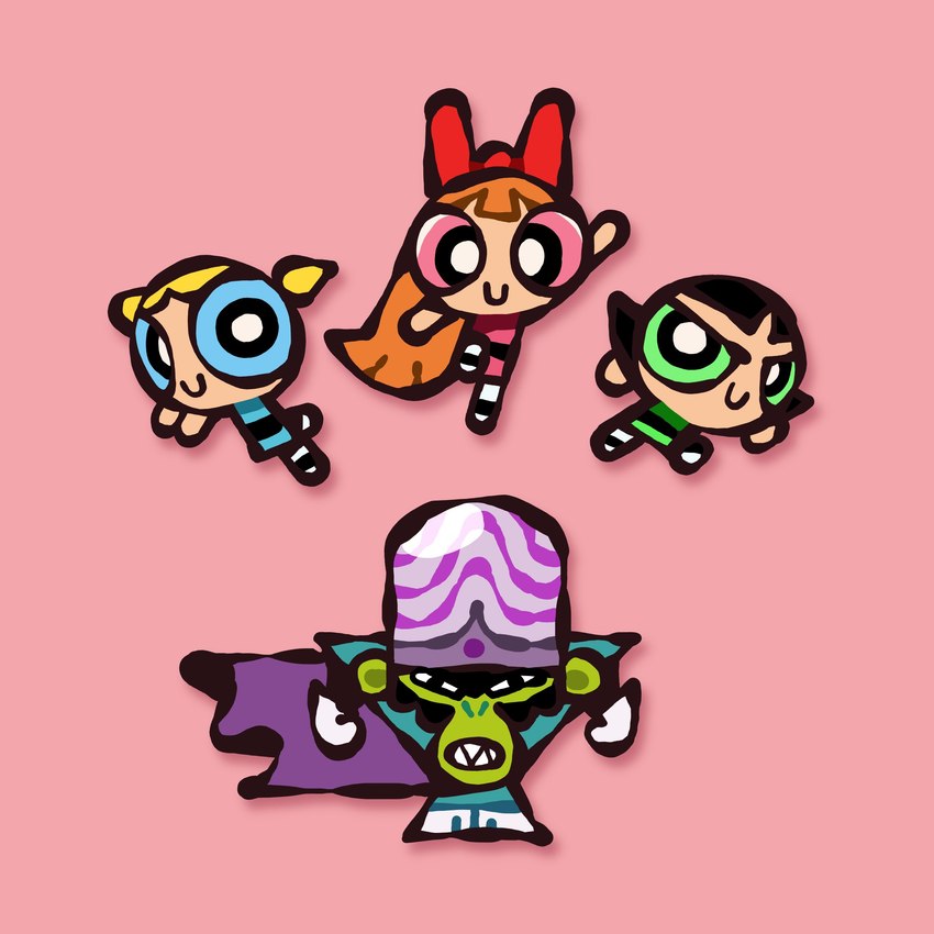 blossom, bubbles, buttercup, and mojo jojo (cartoon network and etc) created by cas van de pol