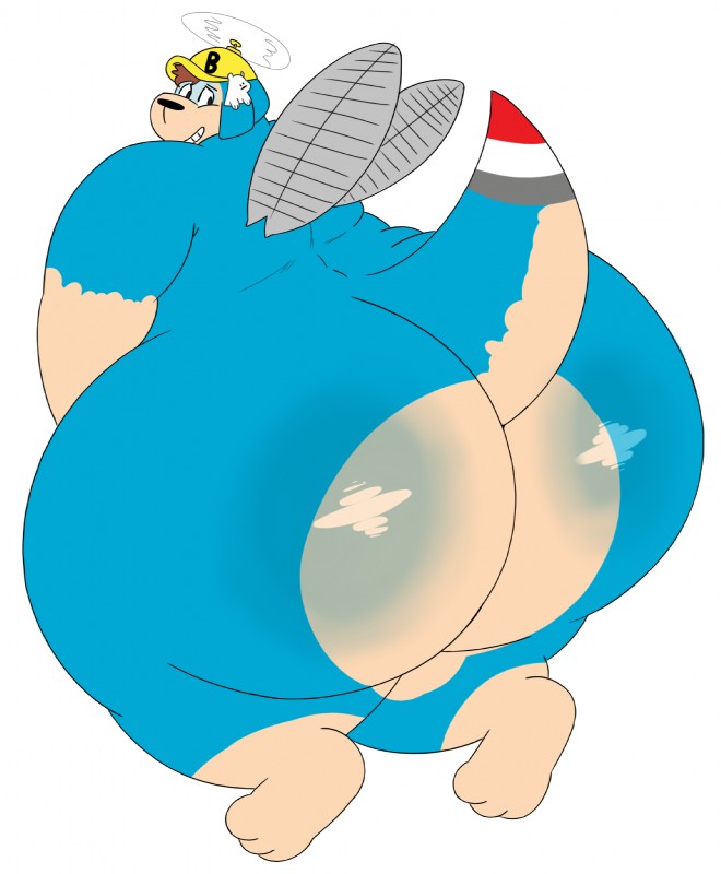 anthro barazoku big_butt blue_body blue_fur butt fur huge_butt looking_back male nude overweight overweight_anthro overweight_male smile solo megacoolbear_(artist) the_dreamstone bridgie_the_heligator arthropod canid canine dinosaur dragonfly fox insect kangaroo macropod mammal marsupial prehistoric_species reptile scalie hi_res