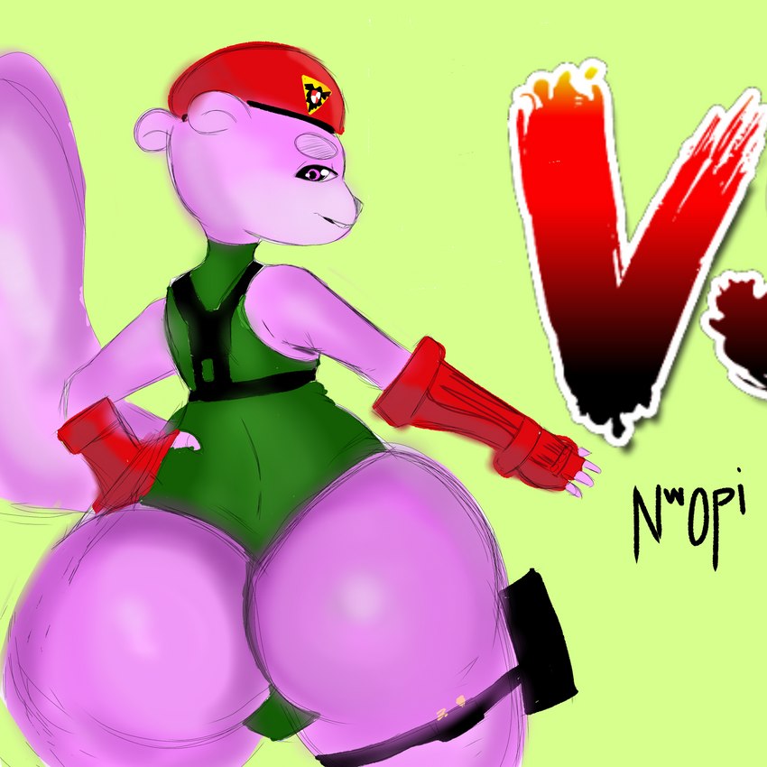 ambiguous_gender anthro big_butt butt cosplay huge_butt looking_back solo thick_thighs nwopi capcom street_fighter bubble_gum_(nwopi) cammy_white mammal rodent sciurid tree_squirrel 1:1 absurd_res hi_res