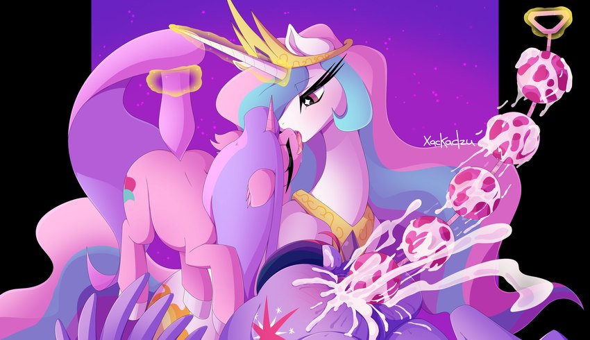 fan character, princess celestia, and twilight sparkle (friendship is magic and etc) created by xachadzu