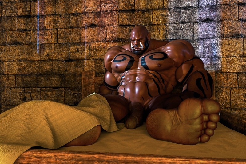 5_toes abs beard bedding biceps big_muscles blanket ear_piercing facial_hair facial_piercing feet foot_focus genitals humanoid_feet male muscular muscular_humanoid muscular_male navel nipples nose_piercing nose_ring not_furry pecs penis piercing plantigrade ring_piercing soles solo tattoo toes og_idk blizzard_entertainment warcraft garrosh_hellscream humanoid orc 3:2 3d_(artwork) digital_media_(artwork)