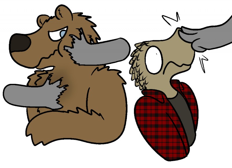 anthro brown_body brown_fur clothed clothing disembodied_hand flannel fur group male pattern_clothing pattern_topwear perspective-incorrect_clothing perspective-incorrect_plaid perspective-incorrect_shirt perspective-incorrect_texturing perspective-incorrect_topwear plaid plaid_clothing plaid_topwear shirt simple_background topwear trout_(artist) trout_(character) bear lizard mammal reptile scalie 2016 aliasing digital_media_(artwork)