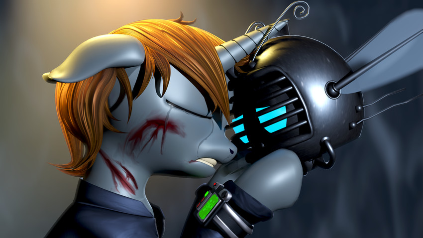 blood bodily_fluids crying duo female goodbye horn hug machine remake sad tears chaoticelite fallout fallout_equestria hasbro microsoft my_little_pony mythology fan_character littlepip equid equine eyebot eyebot_(fallout) horse mammal mythological_creature mythological_equine pony robot unicorn 3d_(artwork) absurd_res digital_media_(artwork) hi_res