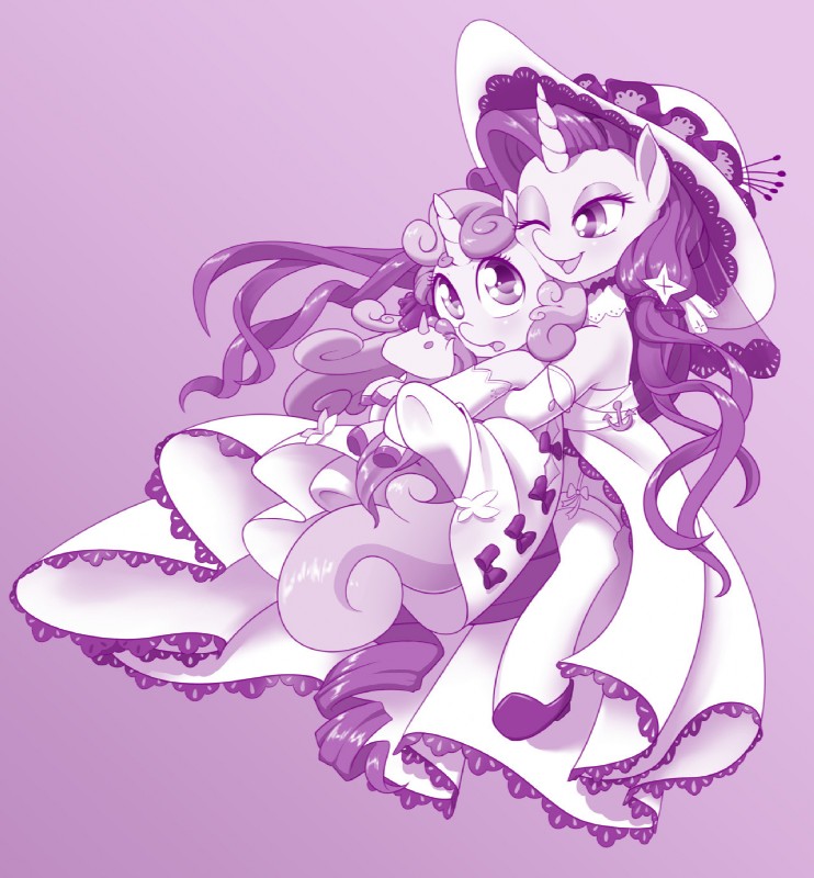 alternative_fashion clothing dress duo female feral horn j-fashion lolita_(fashion) sailor_lolita dstears friendship_is_magic hasbro my_little_pony mythology rarity_(mlp) sweetie_belle_(mlp) equid equine mammal mythological_creature mythological_equine unicorn hi_res sibling_(lore) sister_(lore) sisters_(lore)