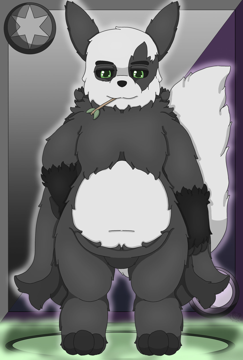 3_toes anthro black_body black_fur black_sclera feet fluffy fur green_eyes grey_body grey_fur looking_at_viewer male markings neck_tuft slightly_chubby solo standing tail toes tuft white_body white_fur darknetic nintendo pokemon ray_the_pangoose generation_3_pokemon generation_6_pokemon hybrid hybrid_pokemon pangoro pokemon_(species) zangoose absurd_res hi_res