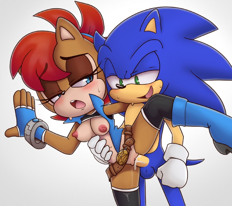 sally acorn and sonic the hedgehog (sonic the hedgehog (archie) and etc) created by es74 and tenshigarden