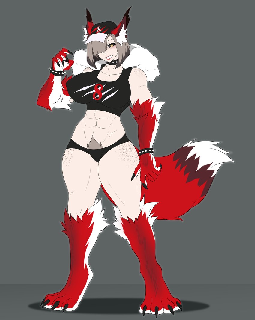 abs athletic big_breasts breasts female muscular muscular_female pubes solo toned_female toned_stomach unknown_artist aleyer_cross_(ludexus) fan_character animal_humanoid canid canid_humanoid canine canine_humanoid humanoid mammal mammal_humanoid wolf_humanoid absurd_res hi_res