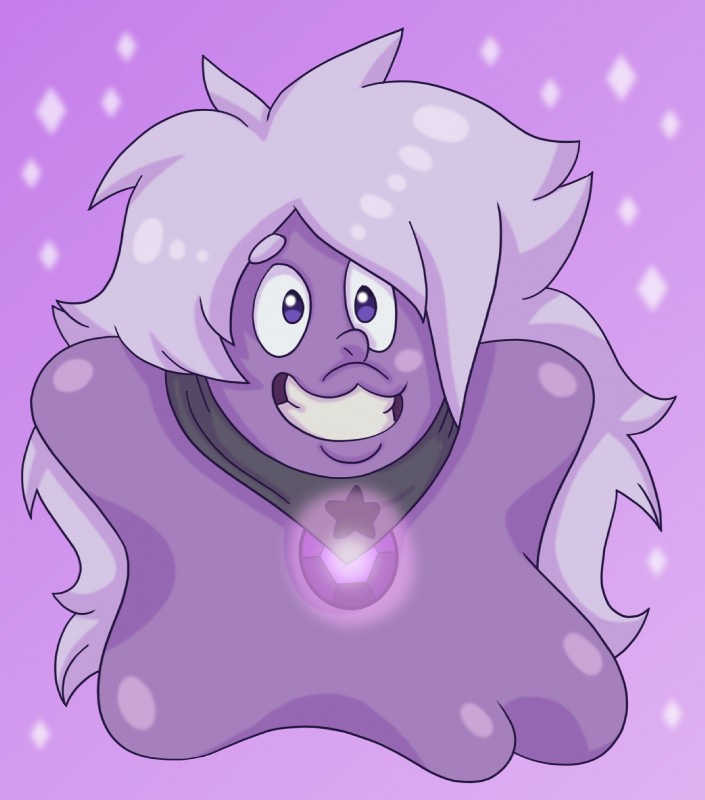 ambiguous_gender feral hair jewelry necklace purple_background purple_eyes purple_hair simple_background smile solo teeth itoruna cartoon_network nintendo pokemon steven_universe amethyst_(steven_universe) alien amethyst_(gem_species) ditto_(pokemon) gem_(species) generation_1_pokemon goo_creature pokemon_(species) quartz_(gem_species) 2016 crossover hi_res