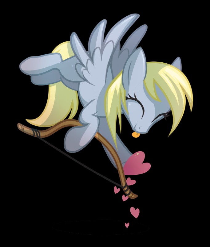 blonde_hair bow_(weapon) cutie_mark eyes_closed feathered_wings feathers female feral flying grey_body grey_feathers hair heart_symbol holding_object holding_weapon quadruped ranged_weapon simple_background solo tail tongue tongue_out transparent_background weapon wings wicklesmack friendship_is_magic hasbro my_little_pony mythology derpy_hooves_(mlp) equid equine mammal mythological_creature mythological_equine pegasus 2013 alpha_channel hi_res