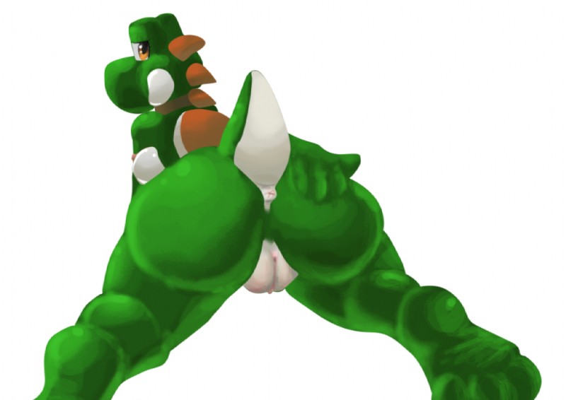 anthro anus breasts butt female genitals nipples non-mammal_breasts non-mammal_nipples presenting pussy solo tail kaivolate raptorkou mario_bros nintendo dinosaur green_yoshi prehistoric_species reptile scalie yoshi