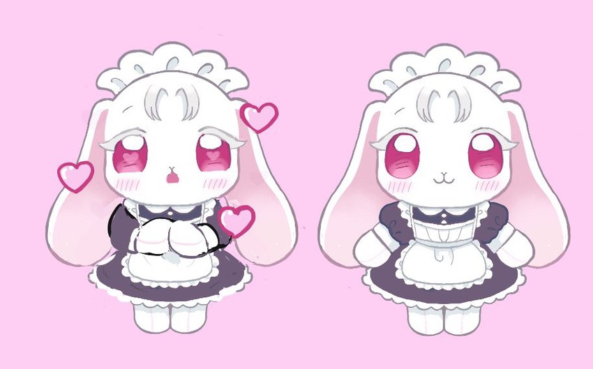 anthro clothed clothing female kemono maid_uniform plushie solo uniform creamsodage animate_inanimate lagomorph leporid living_plushie mammal rabbit