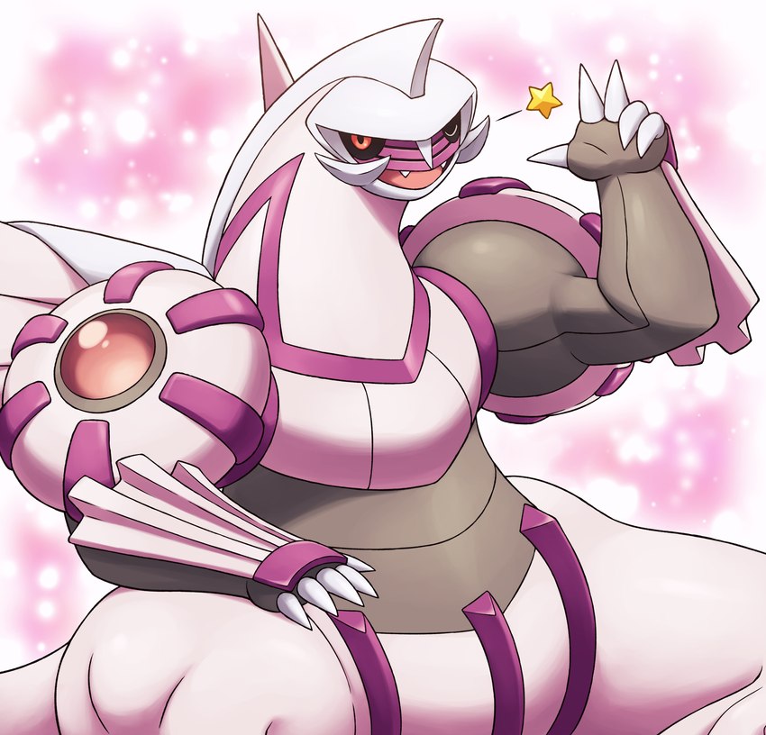 ambiguous_gender black_sclera claws feral pink_body red_sclera solo white_body on_ice_(artist) nintendo pokemon generation_4_pokemon legendary_pokemon palkia pokemon_(species) absurd_res hi_res