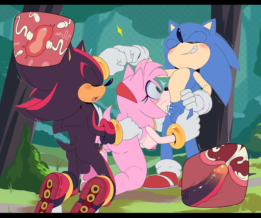 amy rose, shadow the hedgehog, and sonic the hedgehog (sonic the hedgehog (series) and etc) created by apinkgrape