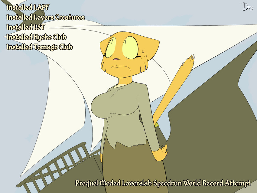 anthro breaking_the_fourth_wall clothed clothing female fur gameplay_mechanics solo text yellow_body yellow_eyes yellow_fur zokva microsoft prequel_adventure the_elder_scrolls katia_managan felid khajiit mammal 2020 4:3 colored digital_drawing_(artwork) digital_media_(artwork) english_text