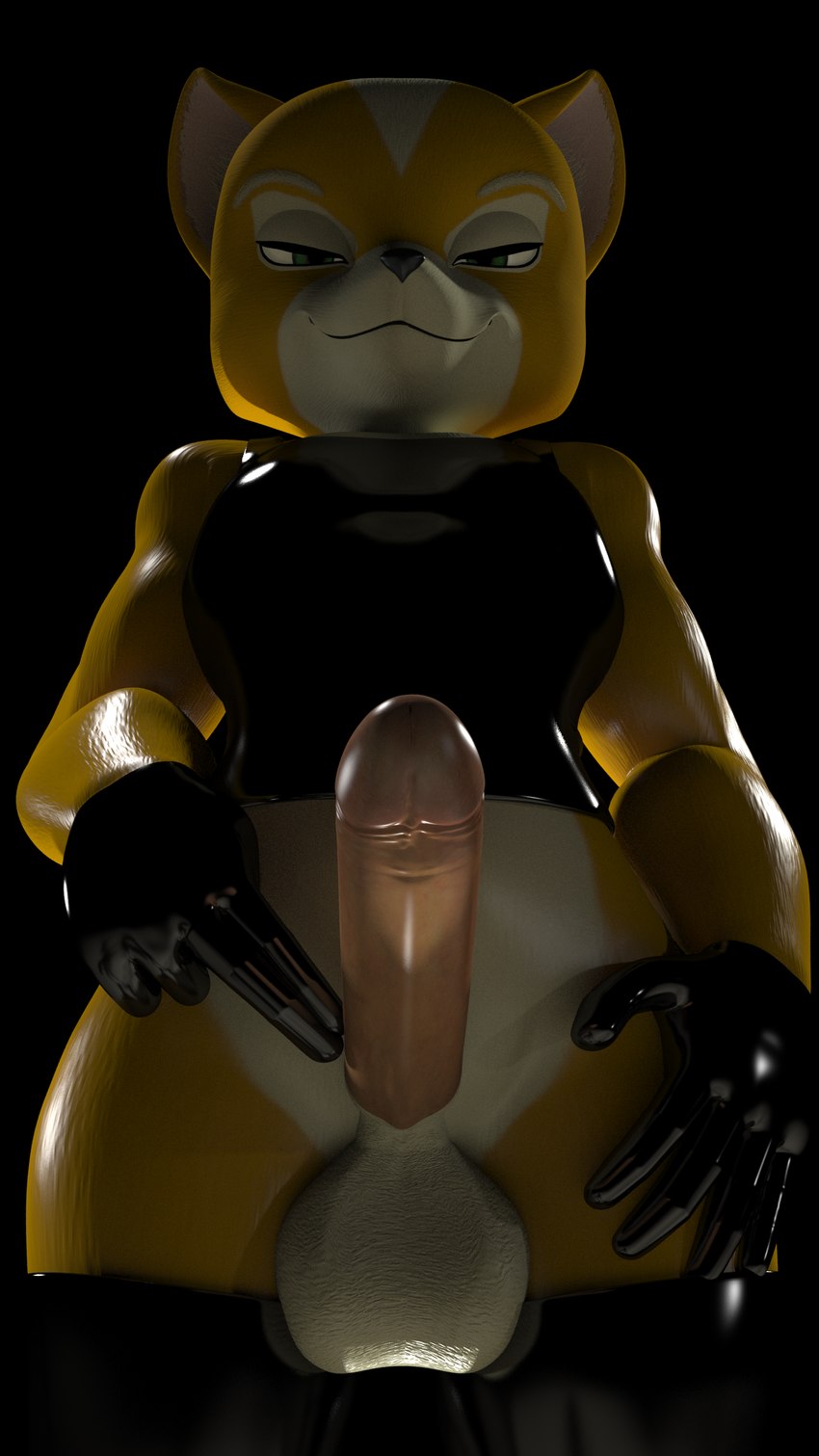 anthro balls bottomless clothed clothing dominant erection first_person_view fur genitals latex latex_clothing latex_skinsuit looking_at_viewer male muscular penile penis rubber_clothing simple_background skinsuit smile smirk solo submissive submissive_pov tight_clothing themeshow101 nintendo star_fox fox_mccloud canid canine fox mammal 3d_(artwork) 9:16 absurd_res digital_media_(artwork) hi_res