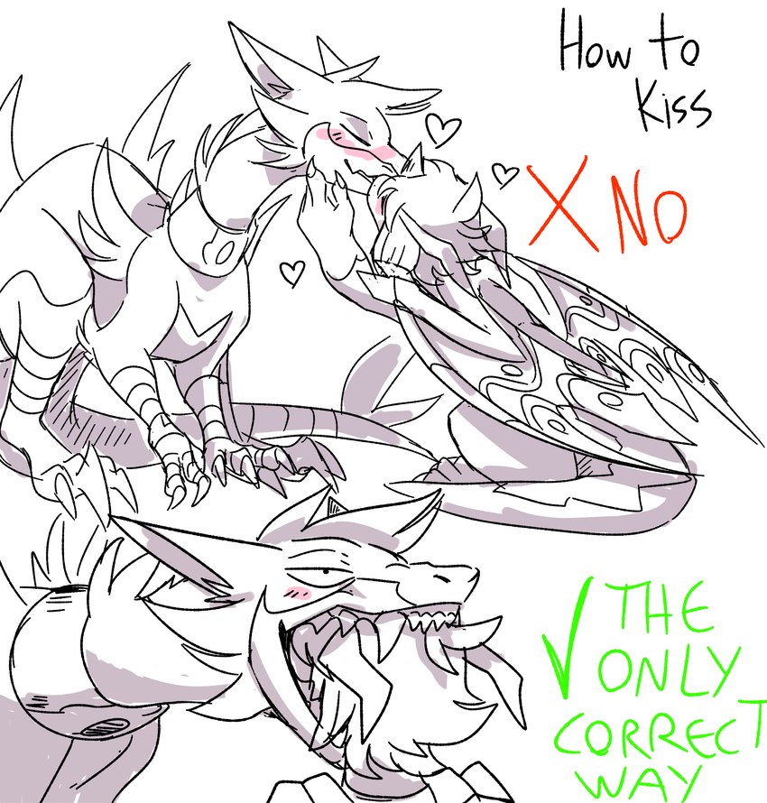 claws duo fangs female feral heart_symbol kissing male tail teeth wings blitzdrachin conditional_dnp mythology sifyro zephyr_(blitzdrachin) dragon mythological_creature mythological_scalie praimortis scalie absurd_res hi_res sketch