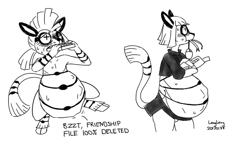 ambiguous_gender anthro belly big_belly blush dialogue duo embarrassed nude oral_vore pica simple_background sitting speech_bubble standing text toony vore white_background longlevy creative_commons floraverse neon_(floraverse) bovid caprine felid goat mammal pantherine scrapgoat tiger turf_tiger 2017 digital_media_(artwork) english_text line_art monochrome multiple_scenes sketch trans_(lore) trans_woman_(lore)