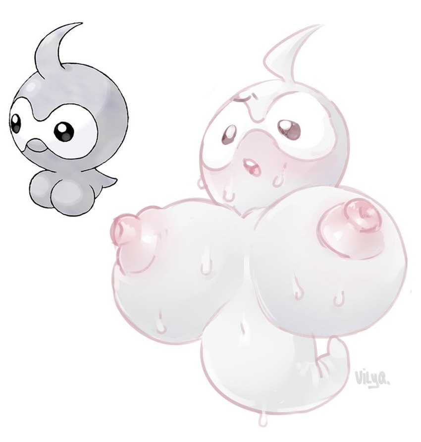 areola big_breasts bodily_fluids breasts female grey_body huge_breasts nipples not_furry pink_areola pink_nipples pink_tongue screencap solo sweat teeth tongue vilya game_freak nintendo pokemon castform generation_3_pokemon normal_castform pokemon_(species) artist_name multiple_images