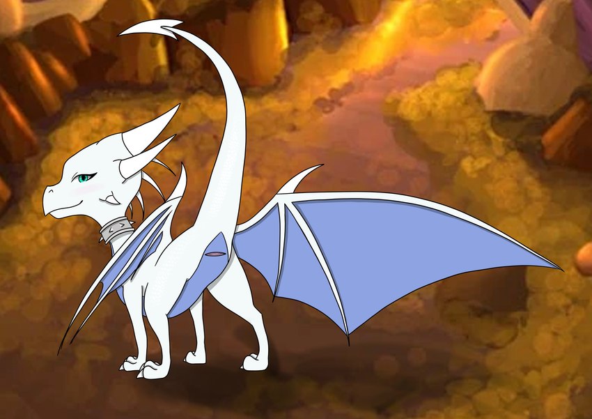 animal_genitalia blush cloaca female feral genitals horn looking_at_viewer looking_back raised_tail rear_view solo tail white_body wings drekidreki activision mythology spyro_the_dragon the_legend_of_spyro cynder dragon mythological_creature mythological_scalie scalie wind_dragon hi_res