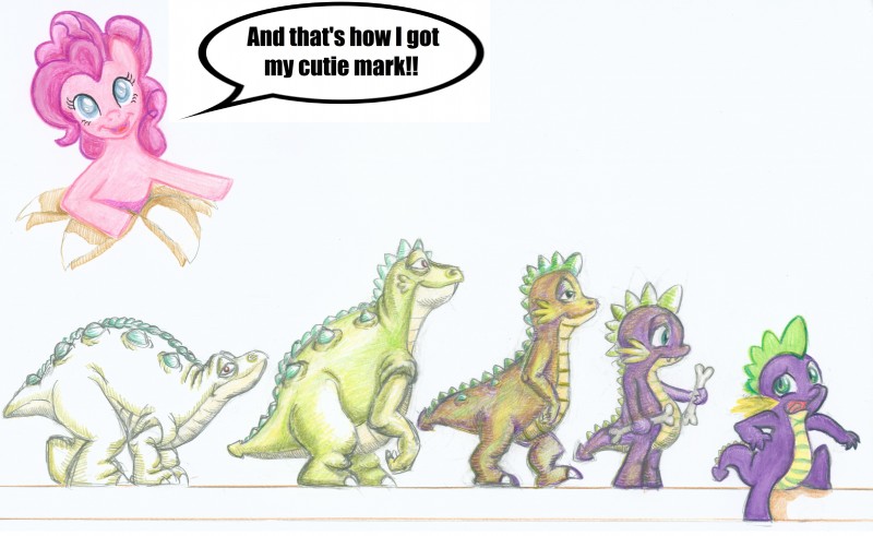 pinkie pie, spike, and spike (the land before time and etc) created by invalid-david